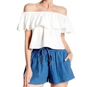 NWT Bishop + Young Ruffle Off Shoulder Crop Top